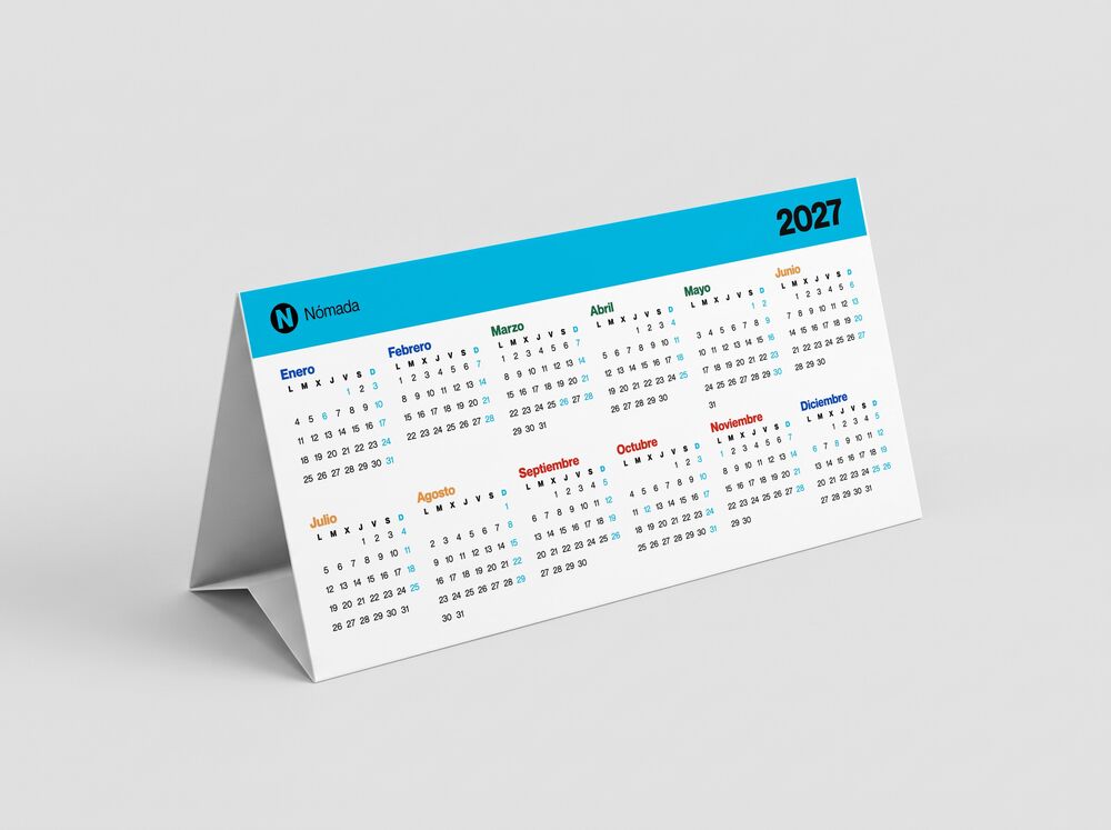 Calendario de mesa de cartulina