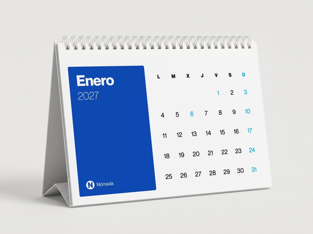 Calendario de mesa con espiral